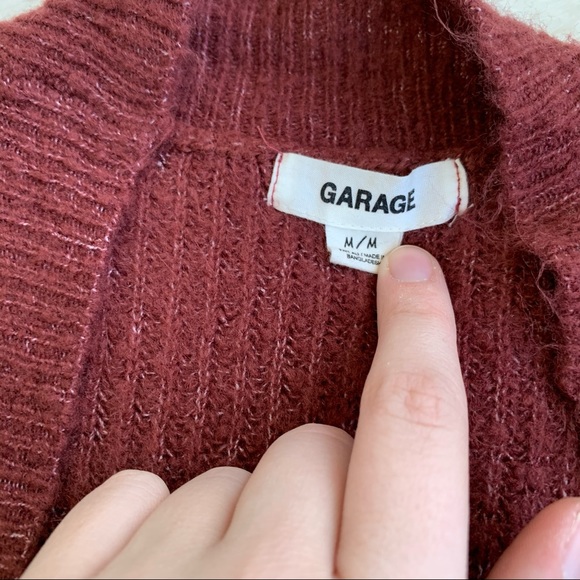 Garage Burgundy Ribbed Cardigan - Picture 6 of 7